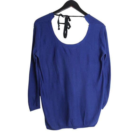 Aritzia Babaton Bailey Tie Back Silk Cashmere Knit Blue Sweater Size Small - Picture 1 of 7